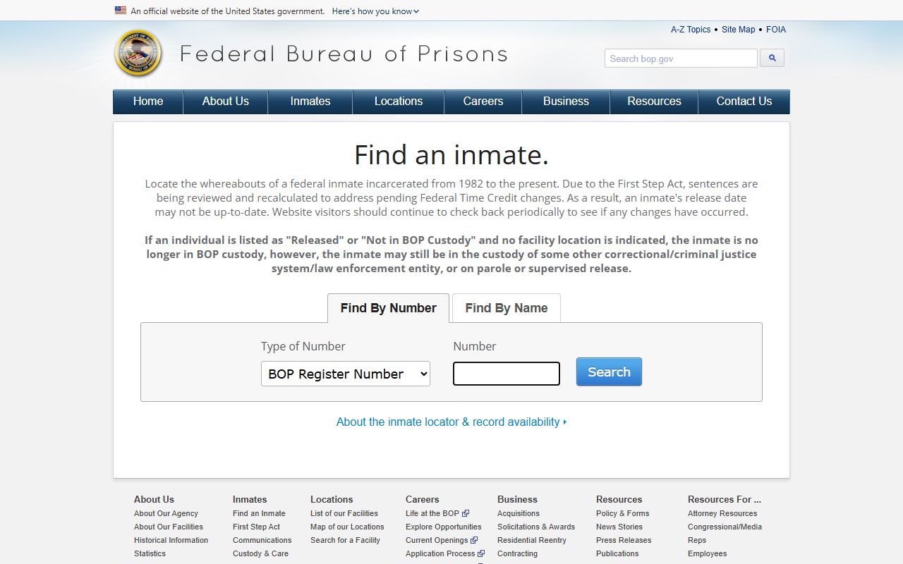 Dallas County federal BOP inmate locator record search fields