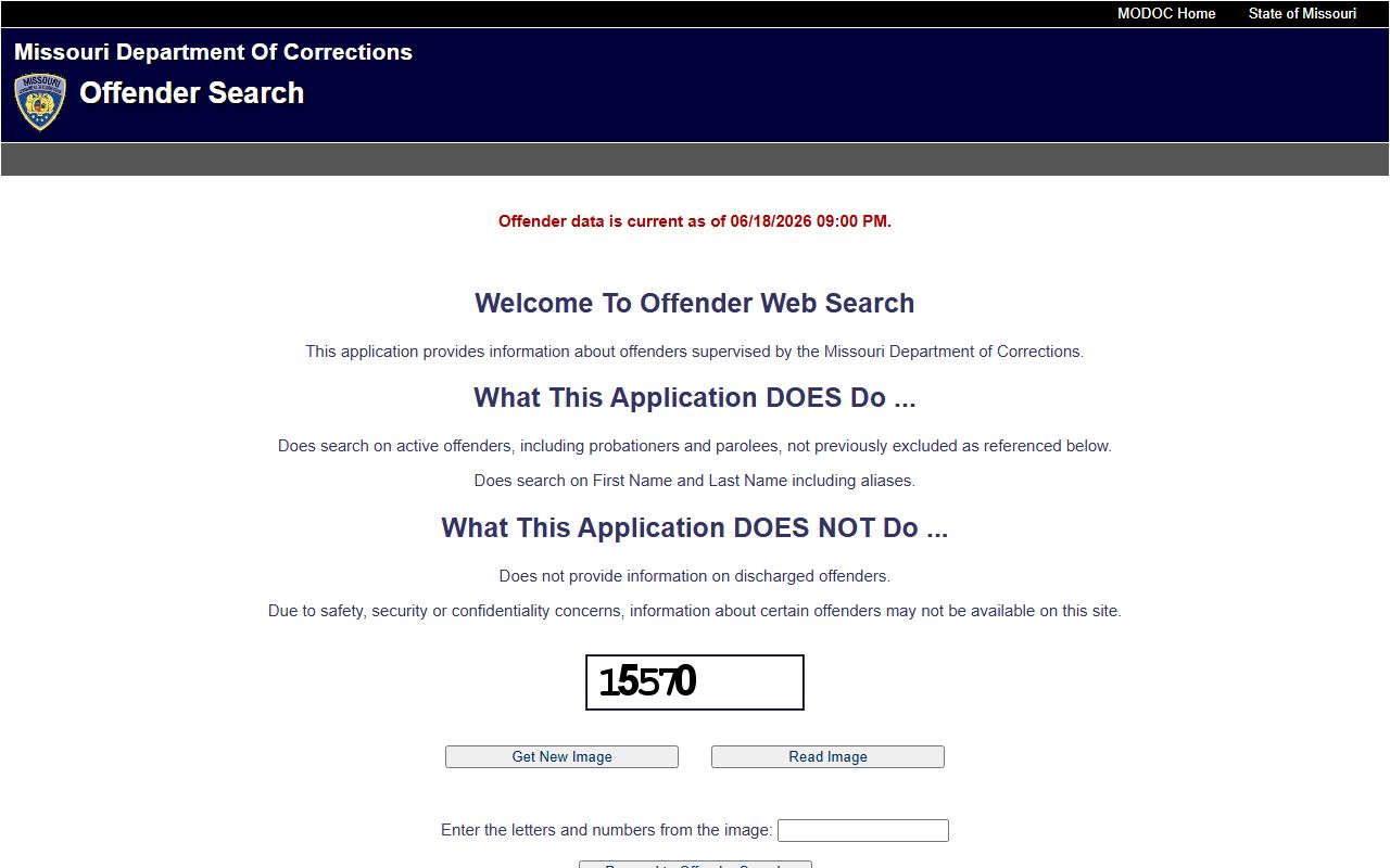 Dallas County Missouri DOC offender search inmate lookup fields